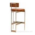 Acero cromado, silla de bar de cuero PU incolourtobrass